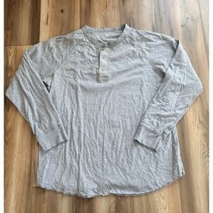 Gap 100% Cotton Henley Shirt Men's XL Double Lined  Gray Grunge Casual Work Wear